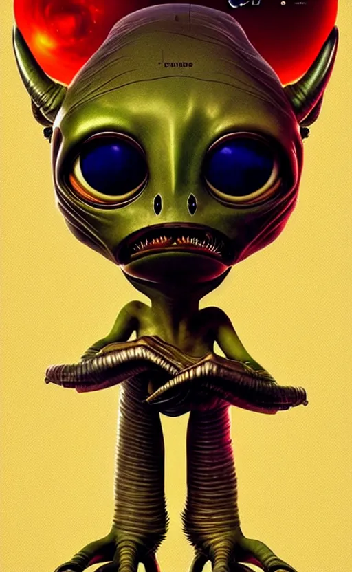 Image similar to cute, imaginative, alien poster art, movie art, alluring, by lucusfilm, weta studio, 8 k, denoised