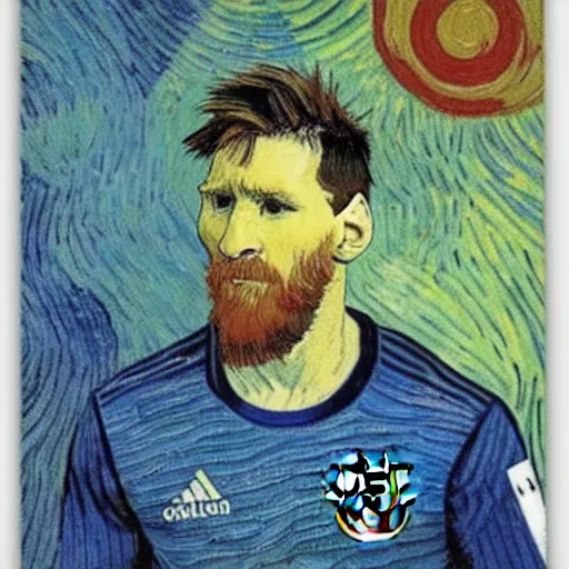 Image similar to lionel messi art by van gogh