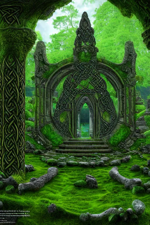 Image similar to photography of a hyper realistic lost celtic elven temple in a magical fantasy garden, mirroring water, mossy stone pilars, epic scale, insanely complex, hyperdetailed, sharp focus, hyper realism, artstation, cgsociety, 8 k, bright colors, by takato yamamoto, unreal engine 5