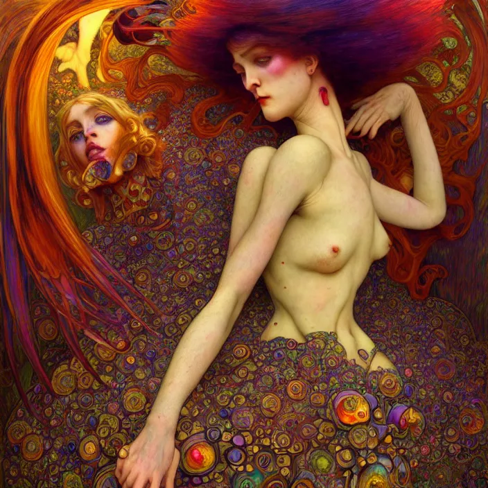 Image similar to extremely psychedelic warped LSD insanity, crazy divergent oddity, diffuse lighting, fantasy, intricate, elegant, highly detailed, lifelike, photorealistic, digital painting, artstation, illustration, concept art, smooth, sharp focus, art by John Collier and Albert Aublet and Krenz Cushart and Artem Demura and Alphonse Mucha