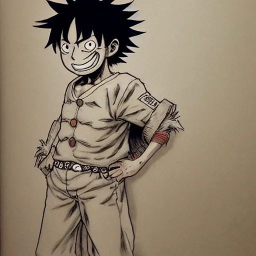 Image similar to luffy by kim jung gi