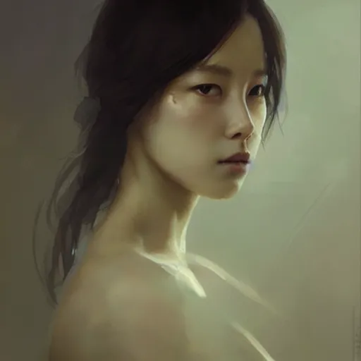 Image similar to lee jin - eun by greg rutkowski, rule of thirds, seductive look, beautiful
