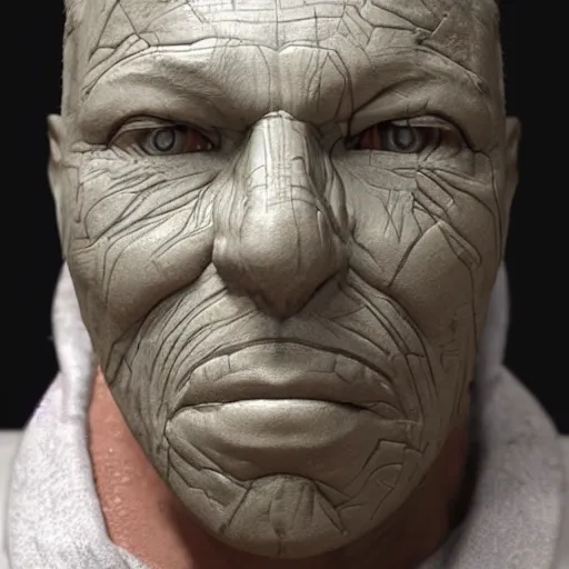 Image similar to sculpting a human face from extremely wet, streaky lines clay