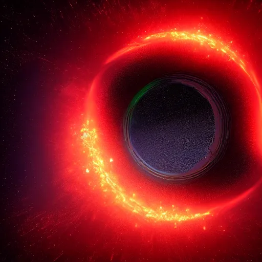 Image similar to the death of a giant black hole just before the big bang, unreal engine, octane render, vray, cinematic, epic, rule of thirds, vivid colors, neon colors