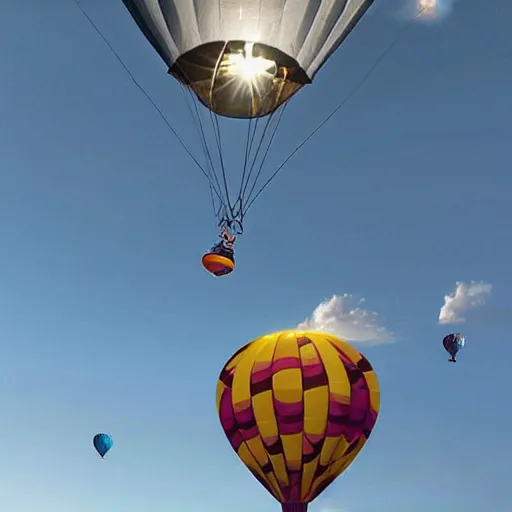 Prompt: “man using a tiny bike pump to inflate an extremely large hot air balloon, highly detailed, dramatic lighting, Tim Burton, Alex Pardee, James McDermott, cgsociety 4K”