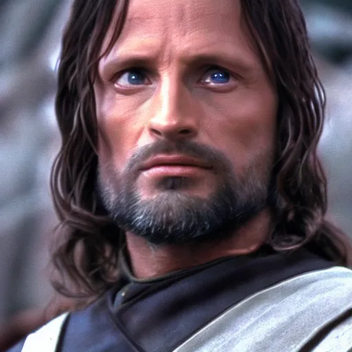 Image similar to A still of Aragorn on Star Trek, sharp focus, high quality, 4k