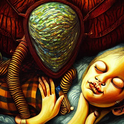 Image similar to highly detailed painting, the sleep of reason brings forth monsters