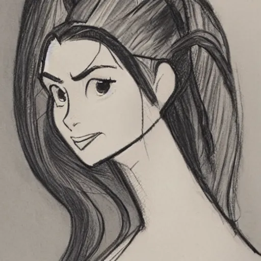 Prompt: milt kahl sketch of victoria justice with done up hair, tendrils covering face and ponytail as princess padme from star wars episode 3