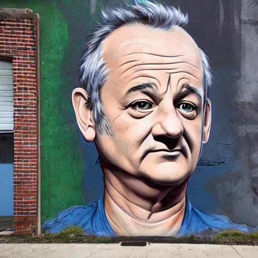 Image similar to Street-art portrait of Bill Murray in style of Etam Cru