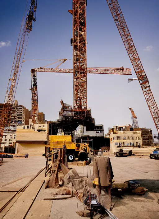 Image similar to construction crane in the shape of bryan cranston, natural light, bloom, detailed face, magazine, press, photo, steve mccurry, david lazar, canon, nikon, focus