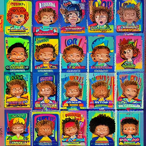 Image similar to the garbage pail kids trading cards, 8 k resolution hyperdetailed photorealism