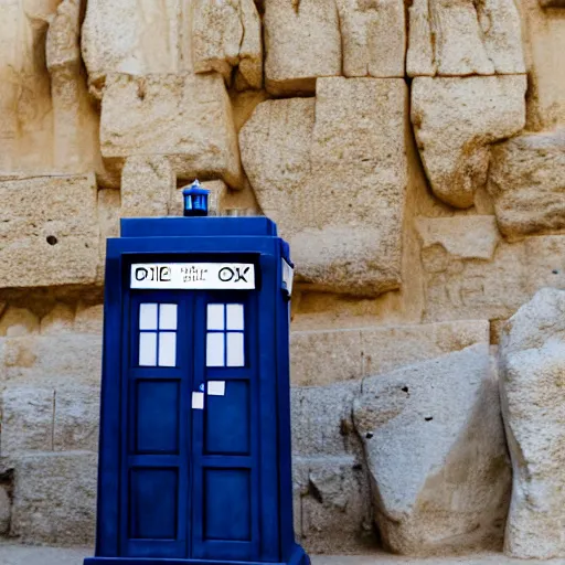 Prompt: a tardis lands near the western wall