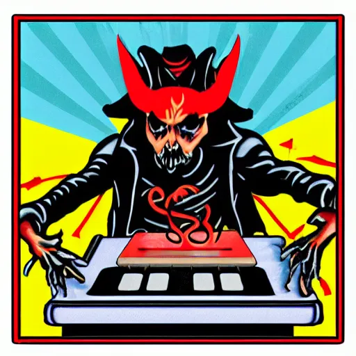 Image similar to satan on the dj decks