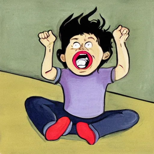 Image similar to a screaming child having a tantrum