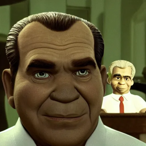 Image similar to richard nixon as shrek, movie still