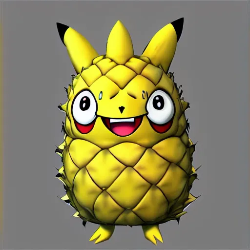 Image similar to a pokemon that looks like a pineapple, the pineapple that is laughing ， trending on art station. unreal engine.