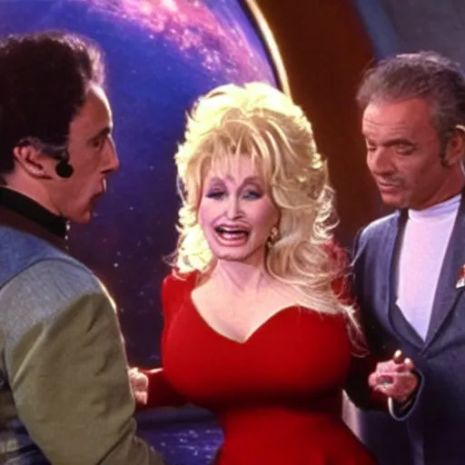 Image similar to Dolly Parton guest stars on an episode of Star Trek: Deep Space Nine