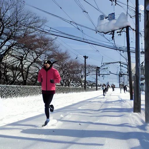 Image similar to enoden running in the snow near shonan kaigan koen station, throwback,