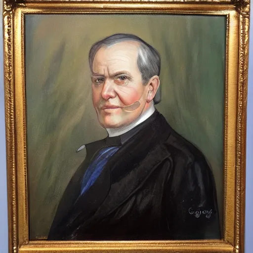 Image similar to president dnd tiefling, tiefling presidential portrait, oval office painting. official portrait, painting by gibbs - coolidge. oil on canvas, wet - on - wet technique, underpainting, grisaille, realistic. restored face.