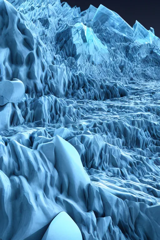 Image similar to 3 d render, abstract nature, glacier, 3 d artwork, sci - fi, space