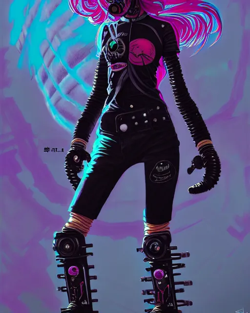 Image similar to roller derby riot grrl extraterrestrials, japanese gothic, punk grunge, concept art, expressive, highly detailed, digital painting, cinematic lighting, hyperrealism, dark retrowave, art by stanley lau and artgerm and magali villeneuve and alphonse mucha, artstation, octane render, cgsociety