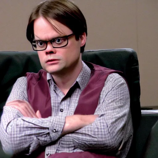 Image similar to dwight schrute wearing someone elses face