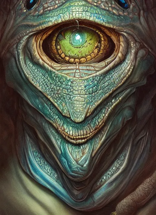 Image similar to aquatic mf doom reptile eyes, blue glowing skin. intricate, elegant, highly detailed, centered, digital painting, artstation, concept art, smooth, sharp focus, illustration, artgerm, tomasz alen kopera, peter mohrbacher, donato giancola, joseph christian leyendecker, wlop, frank frazetta