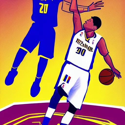 Image similar to Messi dunking on Ronaldo in the NBA, illustration,