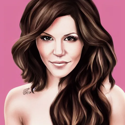 Image similar to an illustration of a katharine mcphee long hair, digital art