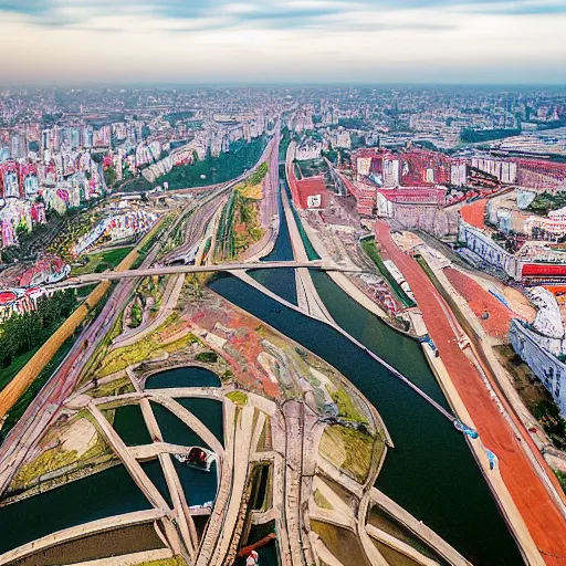 Prompt: ciberpunk, rostov, russia, detailed, wide angle, lake