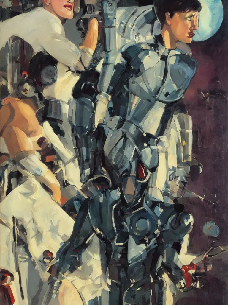 Image similar to science - fiction futuristic poster, oil painting by coby whitmore