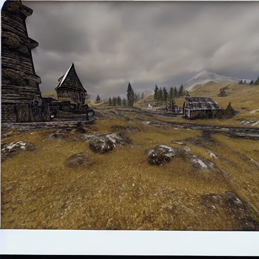 Prompt: polaroid of whiterun by Tarkovsky