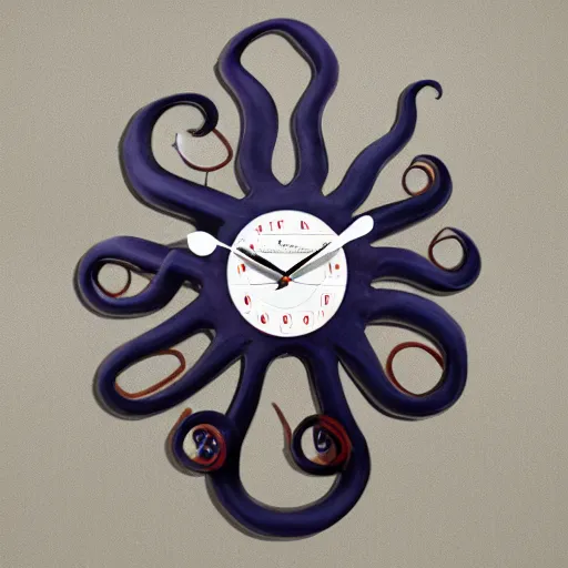 Image similar to futurism octopus clock