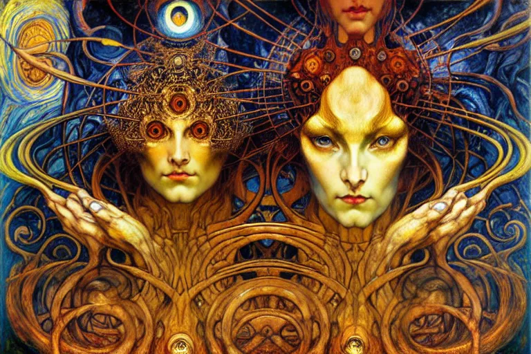 Image similar to Divine Chaos Engine by Karol Bak, Jean Delville, William Blake, Gustav Klimt, and Vincent Van Gogh, symbolist, visionary