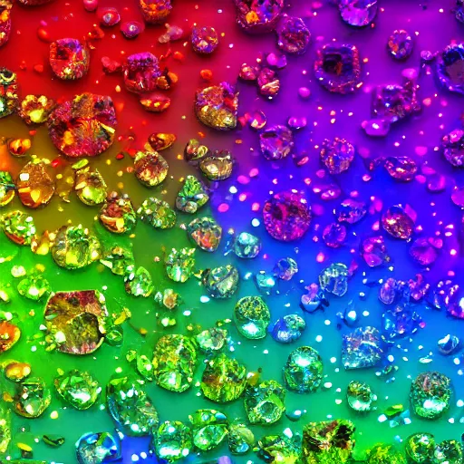 Image similar to multicolored crystals, growing, exploding, bright, colorful, photorealistic, ultra detailed, reflections, rainbow, 4 k