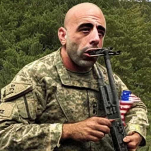 Image similar to an image of joe rogan smoking weed over the fallen enemy soldiers.