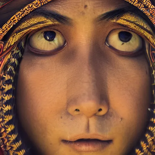 Image similar to vintage portrait of a stunningly beautiful asian tribal female, depth of field, zeiss lens, detailed, symmetrical, centered, fashion photoshoot, by edward s curtis, Annie Leibovitz and Steve McCurry, David Lazar, Jimmy Nelsson, Breathtaking, 8k resolution, extremely detailed, beautiful, establishing shot, artistic, hyperrealistic, beautiful face, octane render