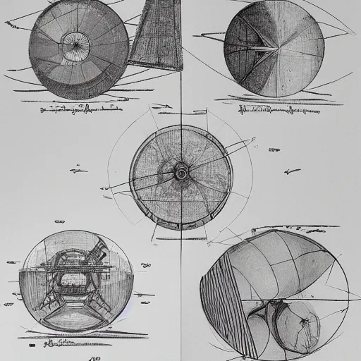 Image similar to various sketches of the next generation space telescope in the style of leonardo da vinci, ultra detailed, scribbles, technical drawing, engineering blueprints