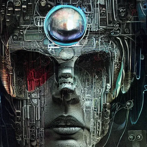 Prompt: tom brady cyborg, android, giger, beksinski, cyberpunk
