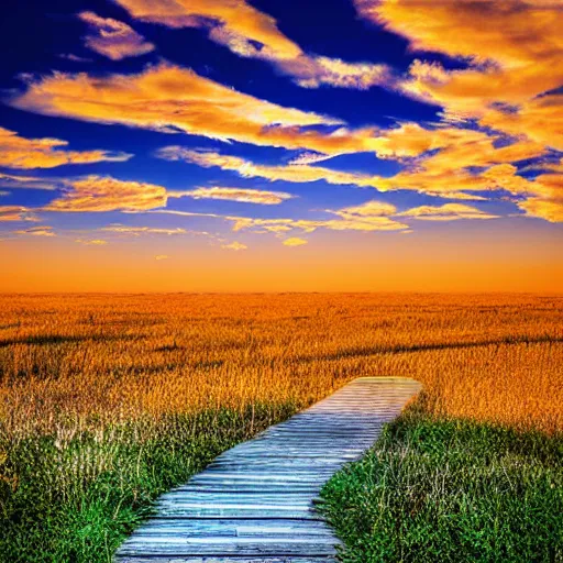 Prompt: a beautiful trail of altocumulus clouds across the sky, beautiful, award - winning, digital art, blue sky