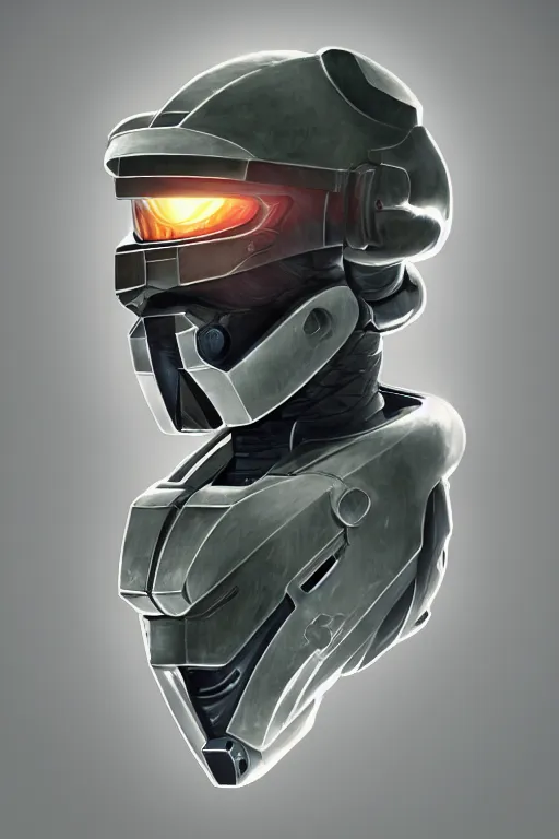 Image similar to robot ninja mask helmet halo master chief radiating a glowing aura global illumination ray tracing hdr fanart arstation by ian pesty and katarzyna da „ bek - chmiel