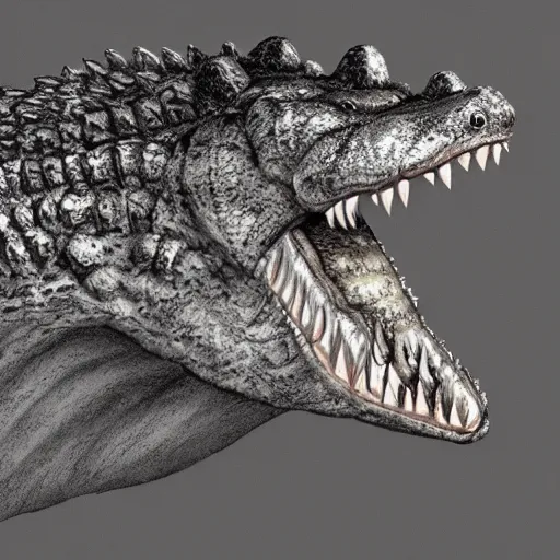 Prompt: Fur covered crocodile with a wolve's head, concept art, photoshop artwork, highly detailed