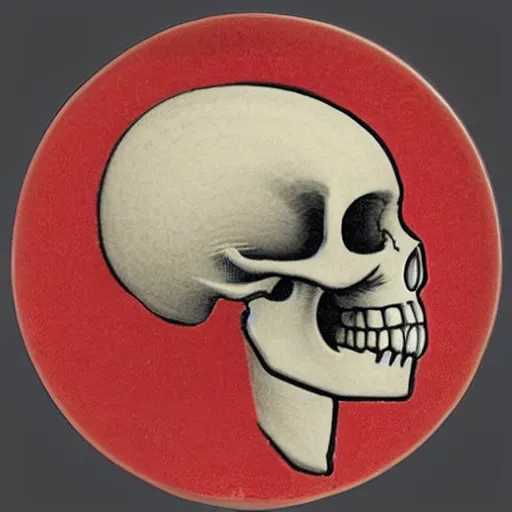 Prompt: a circular stamp of the right side of an anatomically correct skull, ukiyo - e, bas relief, fine detail