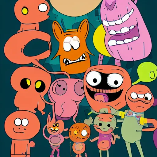 Image similar to Amazing world of gumball but horror,