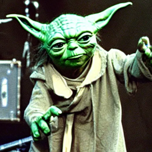 Image similar to yoda performing at woodstock