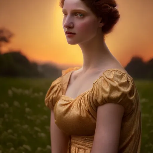 Image similar to photographic portrait of a stunningly beautiful renaissance art nouveau art deco female in soft dreamy light at sunset, contemporary fashion shoot, by edward robert hughes, annie leibovitz and steve mccurry, david lazar, jimmy nelsson, breathtaking, 8 k resolution, extremely detailed, beautiful, establishing shot, artistic, hyperrealistic, beautiful face, octane render