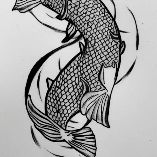 Prompt: koi fish tattoo sketch