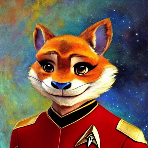 Prompt: a portrait of a crab in a starfleet uniform star trek chief engineer. zootopia fursona furaffinity furry art detailed face highly detailed painting by gaston bussiere craig mullins jc leyendecker gustav klimt artgerm greg rutkowski furry