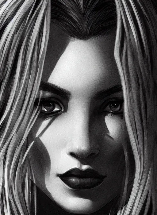 Image similar to up close portrait of a beautiful woman in black and white, art by diego fazio and diegoKoi and oscar Ukono, concept art, sharp focus, artgerm, 8k highly detailed