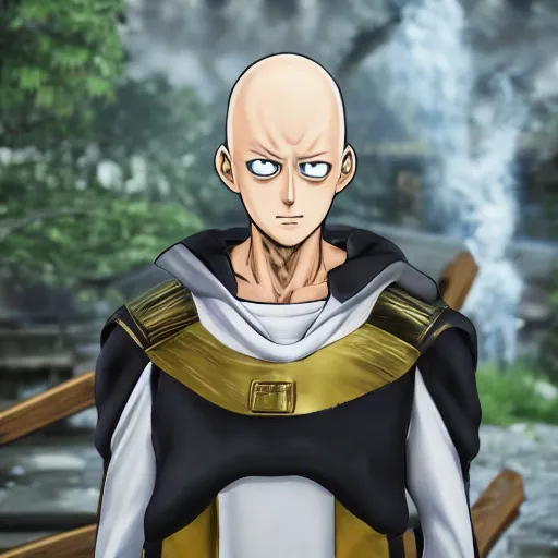 Prompt: a portrait of saitama as a genshin impact character, ingame shot from genshin impact, wet reflections, unreal engine 5, intricate details, fantasy, hyper realism, humongous view, rtx, smooth, cinematic